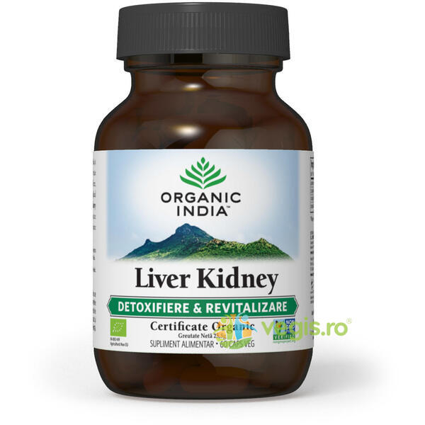 Liver Kidney Ecologic/Bio 60cps vegetale, ORGANIC INDIA, Remedii Capsule, Comprimate, 1, Vegis.ro