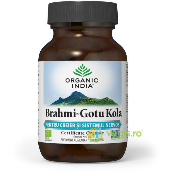 Brahmi Gotu Kola Ecologic/Bio 60cps vegetale, ORGANIC INDIA, Capsule, Comprimate, 1, Vegis.ro