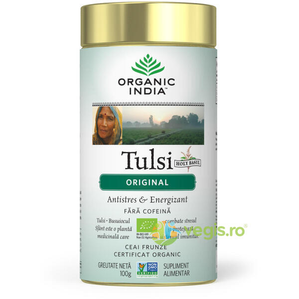 Ceai Tulsi Original Ecologic/Bio 100g, ORGANIC INDIA, Ceaiuri vrac, 1, Vegis.ro