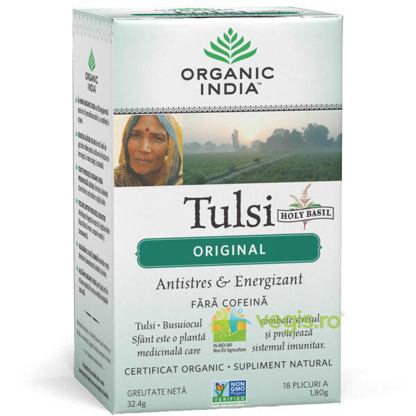 Ceai Tulsi Original Ecologic/Bio 18pl, ORGANIC INDIA, Ceaiuri doze, 3, Vegis.ro