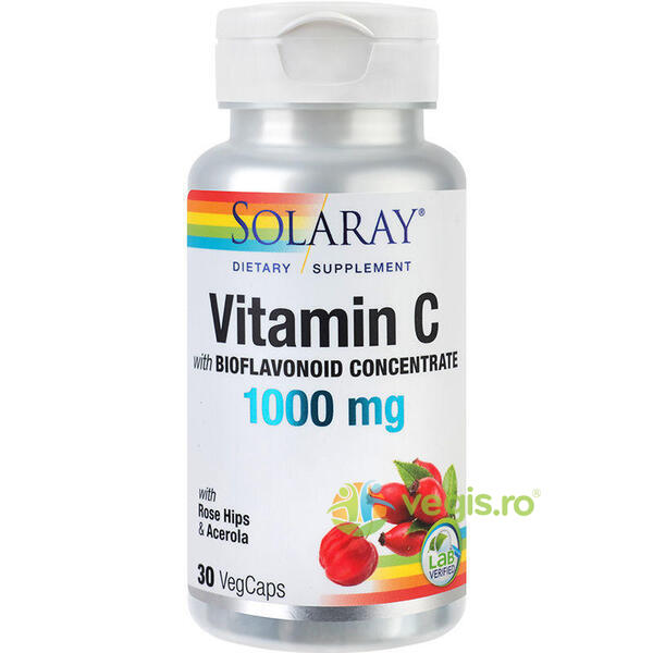 Vitamina C 1000mg 30cps Secom,, SOLARAY, Capsule, Comprimate, 1, Vegis.ro