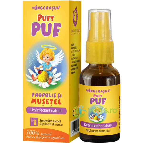 Pufy Puf Ingerasul - Propolis Si Musetel Spray Fara Alcool 20ml, DACIA PLANT, Raceala & Gripa, 1, Vegis.ro