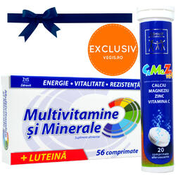 Multivitamine si Minerale + Luteina 56cpr + Ca+Mg+Zn+Vit C Efervescent 20cpr ZDROVIT