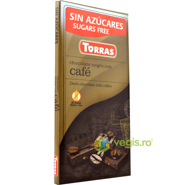Ciocolata Neagra cu Cafea si Indulcitor 75g, TORRAS, Dulciuri sanatoase, 1, Vegis.ro