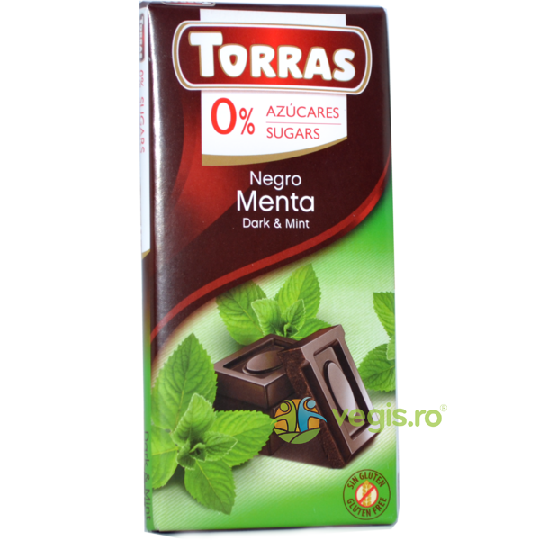 Ciocolata Neagra cu Menta fara Gluten 75g, TORRAS, Ciocolata, 1, Vegis.ro