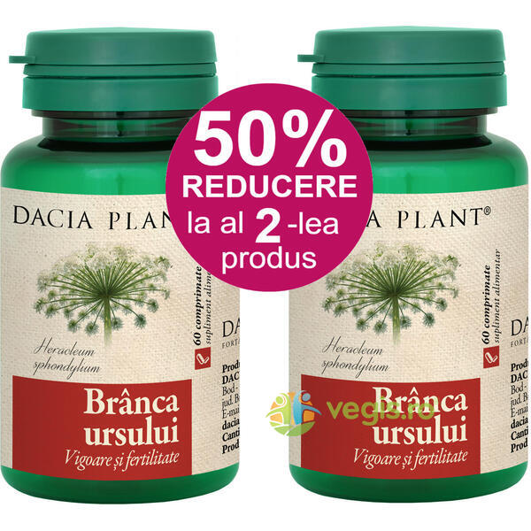 Branca Ursului 60Cpr Pachet Exclusiv 1+1 (50% reducere la al doilea produs), DACIA PLANT, Branca Ursului, 3, Vegis.ro