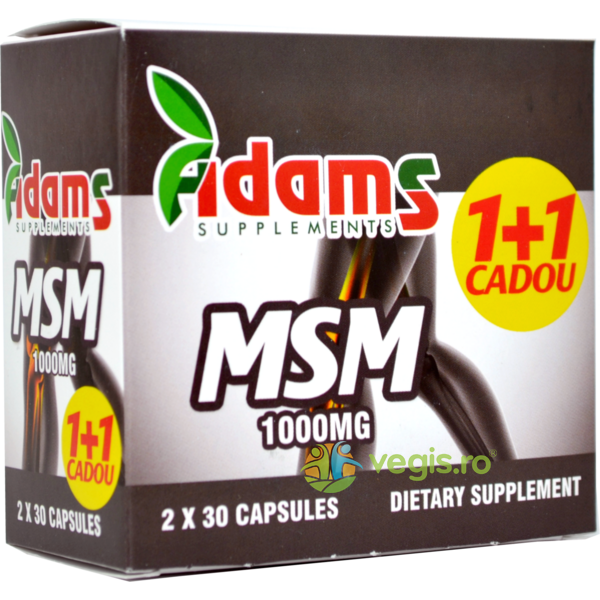 MSM 1000mg 30cps Pachet 1+1 CADOU, ADAMS VISION, Capsule, Comprimate, 1, Vegis.ro