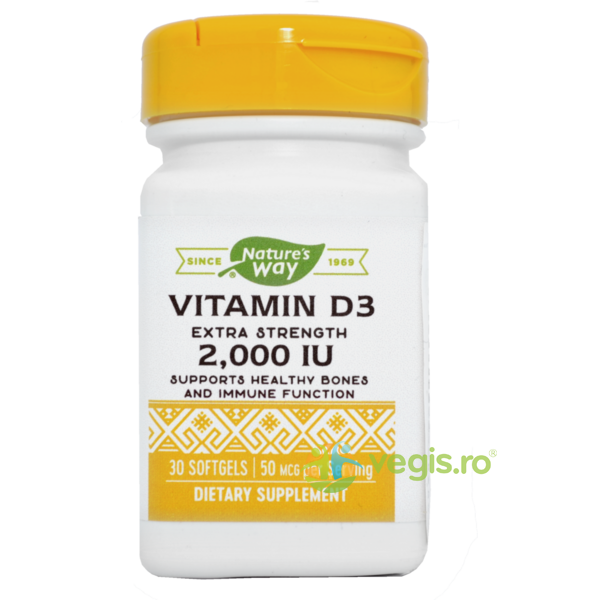 Vitamina D3 2000ui (Adulti) 30cps+30cps (50% reducere la al doilea produs) Secom,, NATURE'S  WAY, Pachete Suplimente, 2, Vegis.ro