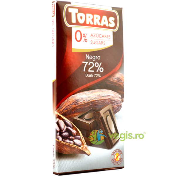 Ciocolata Neagra 72% Cacao fara Gluten 75g, TORRAS, Ciocolata, 1, Vegis.ro