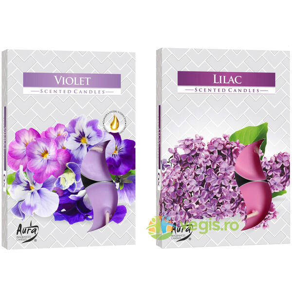 Set Lumanari Tip Pastila Aroma Violete 6 buc. + Set Lumanari Tip Pastila Aroma Liliac 6 buc., BISPOL, Pachete Exclusive, 3, Vegis.ro