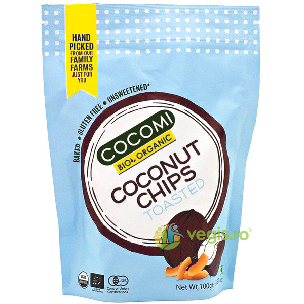 Chipsuri de Cocos Prajite fara Gluten Ecologice/Bio 100g, COCOMI, Gustari, Saratele, 1, Vegis.ro