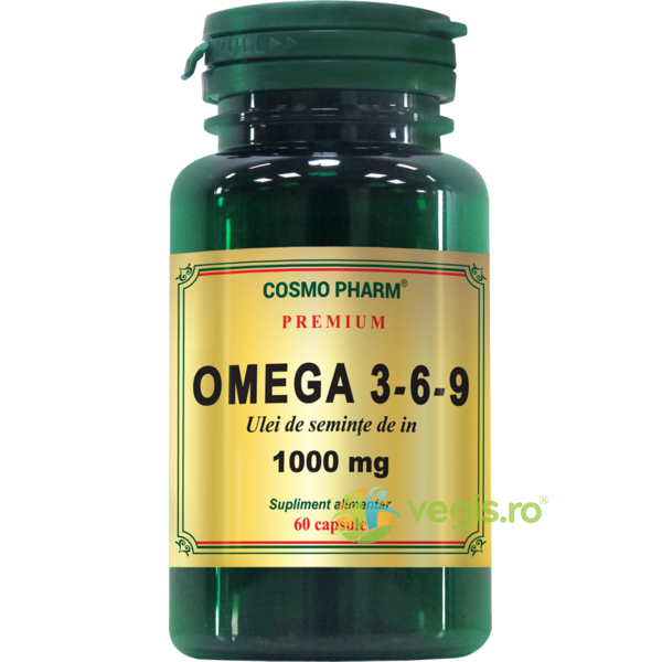 Omega 3-6-9 Ulei din Seminte de In 1000mg Premium 60cps + Cordyceps Premium 30cps Pachet 1+1, COSMOPHARM, Capsule, Comprimate, 3, Vegis.ro