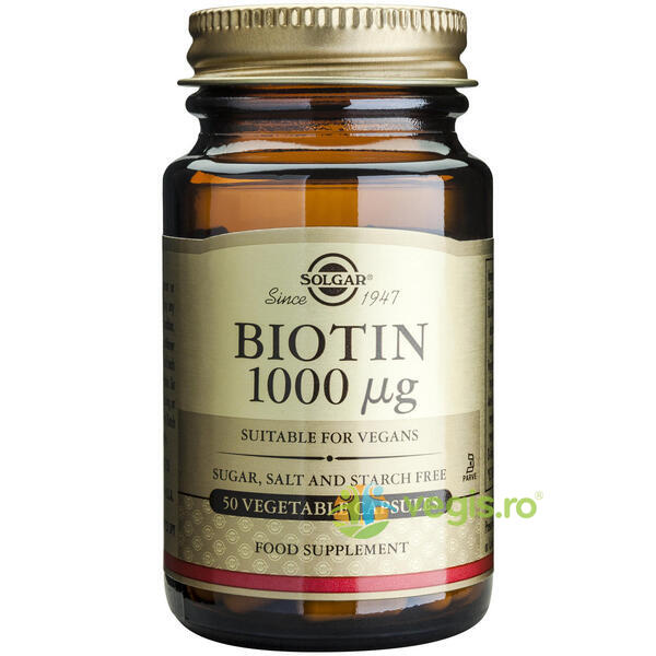 Biotin 1000mcg 50cps vegetale + Magnesium (Magneziu) cu B6 100 tablete Pachet 1+1, SOLGAR, Capsule, Comprimate, 3, Vegis.ro