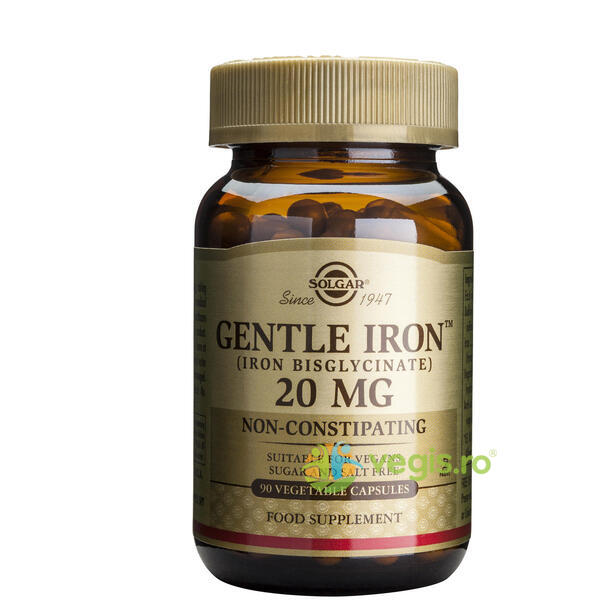 Gentle Iron (Fier) 20mg 90cps + Magnesium (Magneziu) cu B6 100 tablete Pachet 1+1, SOLGAR, Pachete Suplimente, 3, Vegis.ro