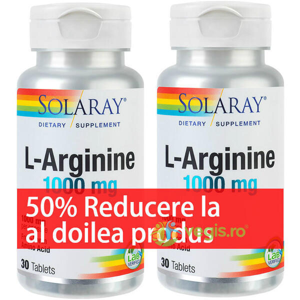 L-Arginine 30cpr Pachet 1+1-50% Gratis Secom,, SOLARAY, Capsule, Comprimate, 1, Vegis.ro