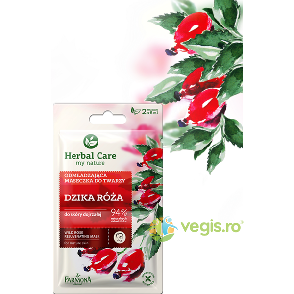 Herbal Care Masca Rejuvenanta Cu Trandafir Salbatic Pentru Ten Matur 2x5ml, FARMONA, Cosmetice ten, 2, Vegis.ro