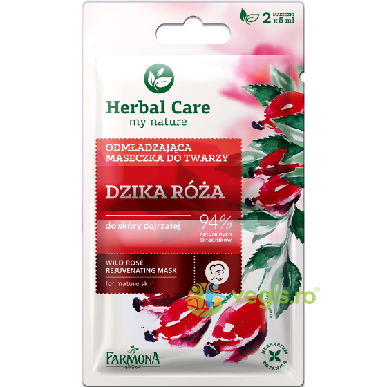Herbal Care Masca Rejuvenanta Cu Trandafir Salbatic Pentru Ten Matur 2x5ml, FARMONA, Cosmetice ten, 2, Vegis.ro
