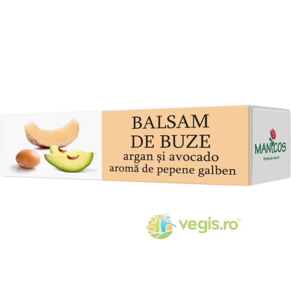 Balsam De Buze cu Ulei de Argan, Ulei de Avocado si Aroma de Pepene Galben 4.8g, MANICOS, Cosmetice ten, 1, Vegis.ro