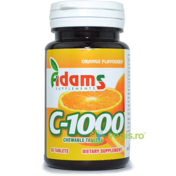 Vitamina C 1000mg 30tb Masticabile, ADAMS VISION, Capsule, Comprimate, 1, Vegis.ro