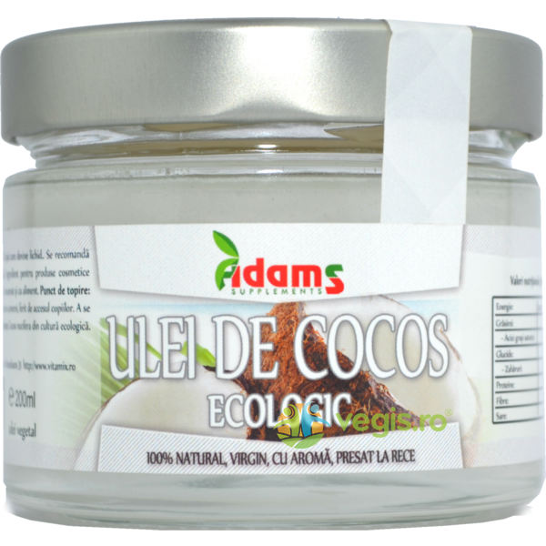 Ulei de Cocos Presat la Rece Ecologic/Bio 200ml, ADAMS VISION, Produse din Nuca de Cocos, 1, Vegis.ro