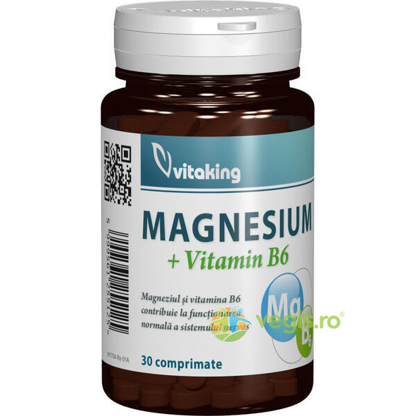 Magneziu cu Vitamina B6 30cps, VITAKING, Capsule, Comprimate, 1, Vegis.ro