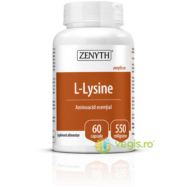 L-Lysine 550mg 60cps, ZENYTH PHARMA, Capsule, Comprimate, 1, Vegis.ro