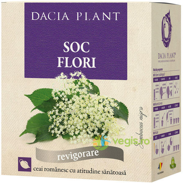 Ceai de Soc Flori 50g, DACIA PLANT, Ceaiuri vrac, 1, Vegis.ro
