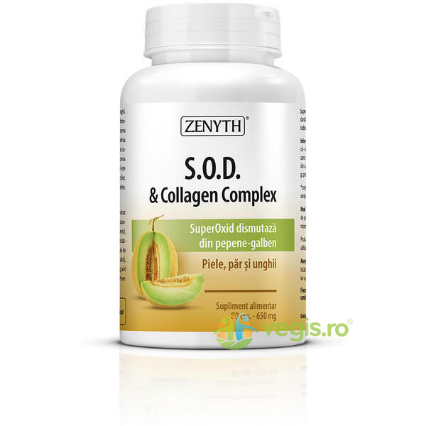 SOD & Collagen Complex 650mg 80cps, ZENYTH PHARMA, Capsule, Comprimate, 1, Vegis.ro