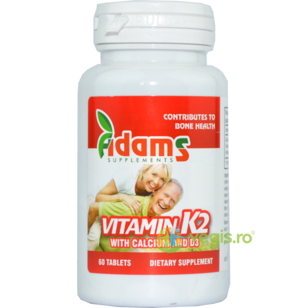 Vitamina K2+Ca+D3 60tb, ADAMS VISION, Vitamine, Minerale & Multivitamine, 1, Vegis.ro