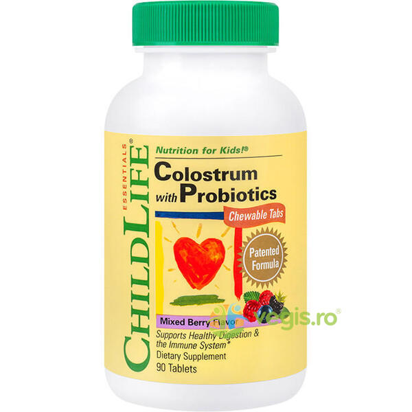 Colostrum Plus Probiotics 90 tablete masticabile Secom,, CHILD LIFE ESSENTIALS, Capsule, Comprimate, 1, Vegis.ro