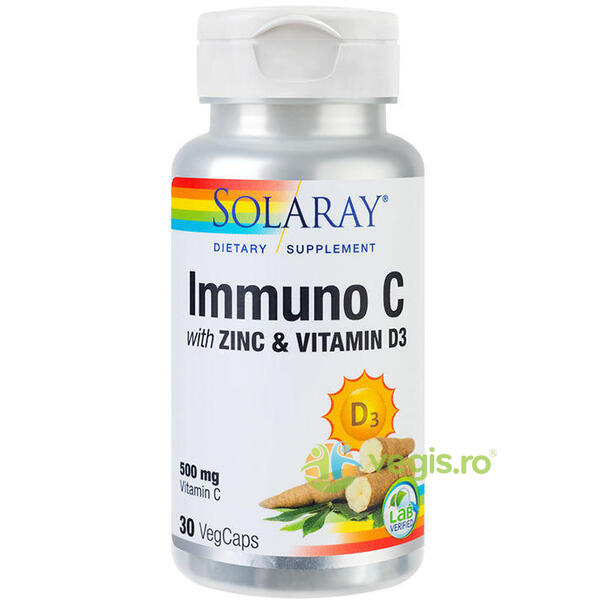 Immuno C plus Zinc si Vitamina D3 30 cps vegetale Secom,, SOLARAY, Capsule, Comprimate, 1, Vegis.ro