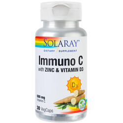 Immuno C plus Zinc si Vitamina D3 30 cps vegetale Secom, SOLARAY