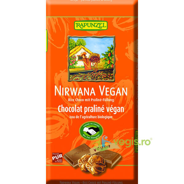 Ciocolata Nirwana cu Praline Vegana Ecologica/Bio 100g, RAPUNZEL, Dulciuri & Indulcitori Naturali, 1, Vegis.ro