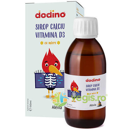 Pachet Dodino Sirop Calciu +D3 cu Miere 150ml + Vitamina C Junior 20cpr, ALEVIA, Siropuri, Sucuri naturale, 3, Vegis.ro