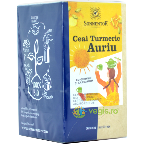 Ceai Turmeric Auriu cu Ghimbir si Cardamom Ecologic/Bio 18dz, SONNENTOR, Alimente BIO/ECO, 1, Vegis.ro