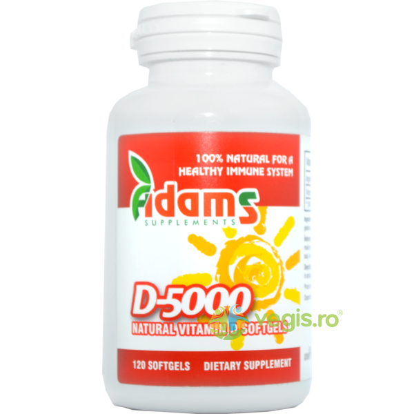 Vitamina D 5000 120cps moi, ADAMS VISION, Vitamine, Minerale & Multivitamine, 1, Vegis.ro
