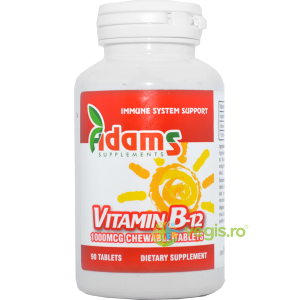 Vitamina B12 1000mcg 90tb masticabile, ADAMS VISION, Vitamina B12, 1, Vegis.ro