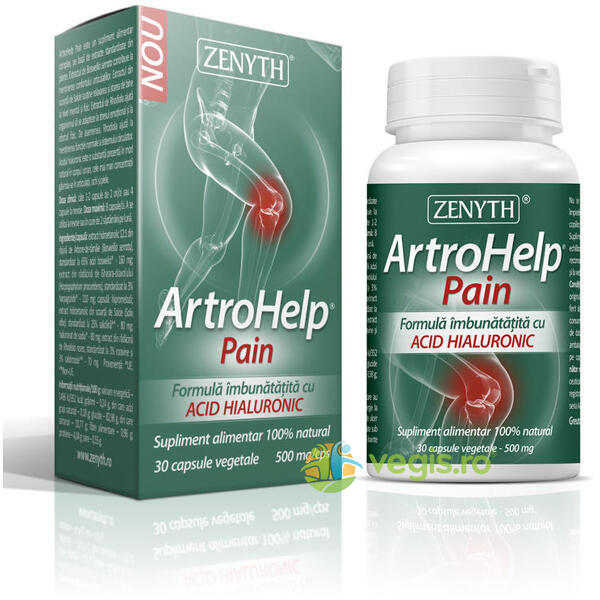 Artrohelp Pain 500mg cu Acid Hialuronic  30cps, ZENYTH PHARMA, Capsule, Comprimate, 4, Vegis.ro