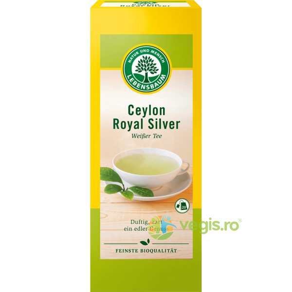 Ceai Alb Ceylon Royal Silver Ecologic/Bio 20 plicuri - 30g, LEBENSBAUM, Ceaiuri doze, 1, Vegis.ro