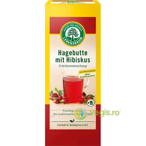 Ceai de Macese si Hibiscus Ecologic/Bio 20 plicuri - 50g, LEBENSBAUM, Ceaiuri doze, 1, Vegis.ro