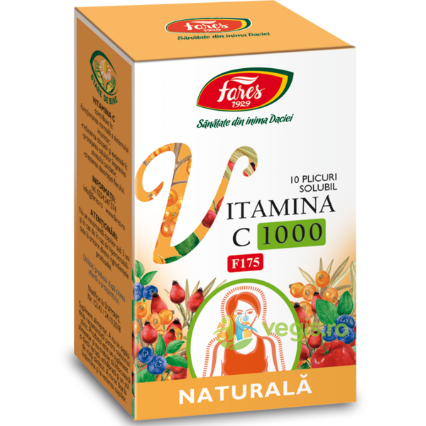 Vitamina C 1000 Solubila (F175) 10 plicuri, FARES, Pulberi & Pudre, 1, Vegis.ro