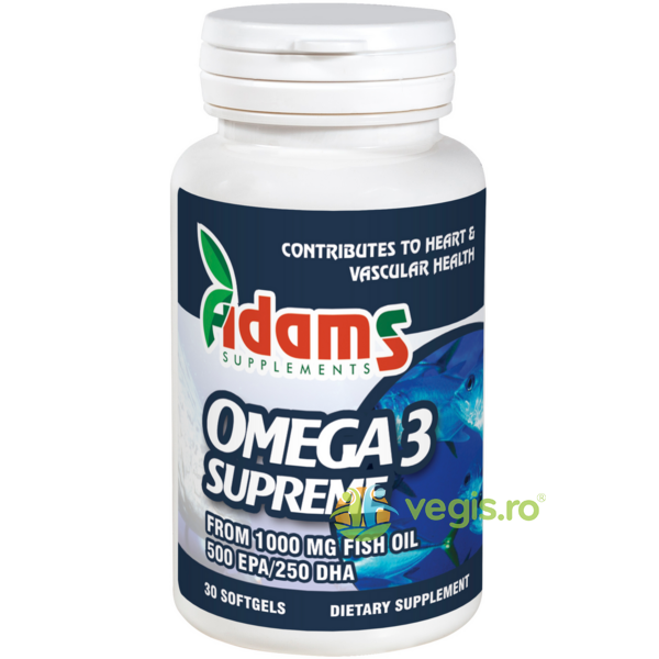 Omega 3 Supreme 1000mg (50%EPA/25%DHA) 30cps, ADAMS VISION, Capsule, Comprimate, 1, Vegis.ro