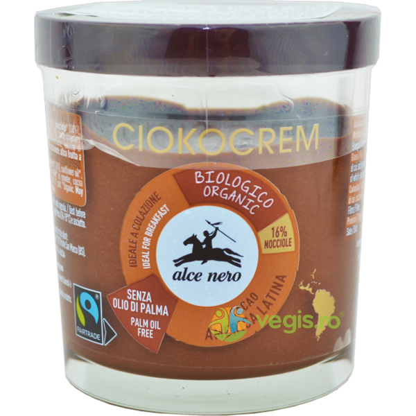Crema de Ciocolata si Alune de Padure Ecologica/Bio 180g, ALCE NERO, Creme tartinabile, 1, Vegis.ro
