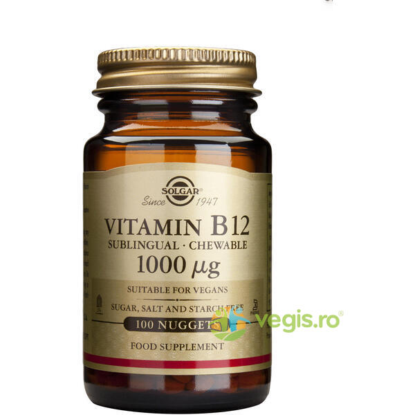 Pachet Vitamina B12 1000mcg (Cobalamina) 100tb+100tb, SOLGAR, Vitamina B12, 2, Vegis.ro