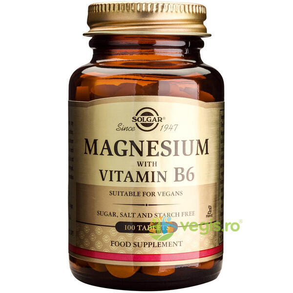 Pachet Magnesium+B6 (Magneziu cu vitamina B6) 100tb+100tb, SOLGAR, Vitamine, Minerale & Multivitamine, 2, Vegis.ro