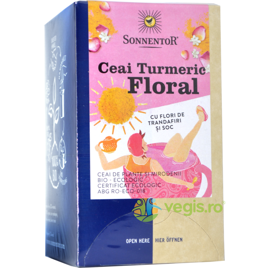 Ceai Turmeric Floral cu Flori Trandafir si Soc Ecologic/Bio 18dz