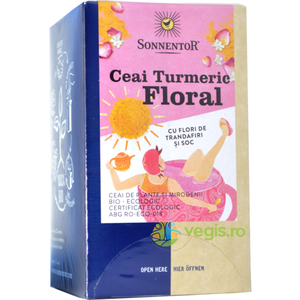 Ceai Turmeric Floral cu Flori Trandafir si Soc Ecologic/Bio 18dz, SONNENTOR, Alimente BIO/ECO, 1, Vegis.ro