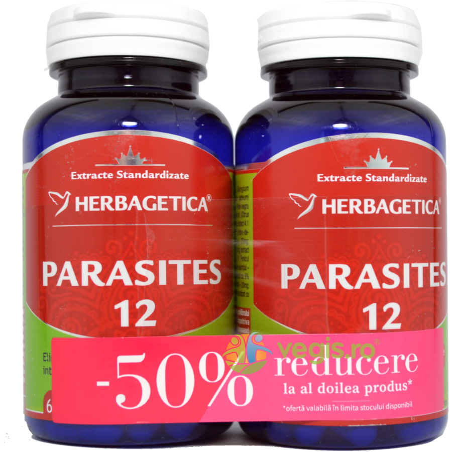 Pachet Parasites 12 Detox Forte 60cps+60cps (50% reducere la al doilea produs) 1+1 Pachete 1+1