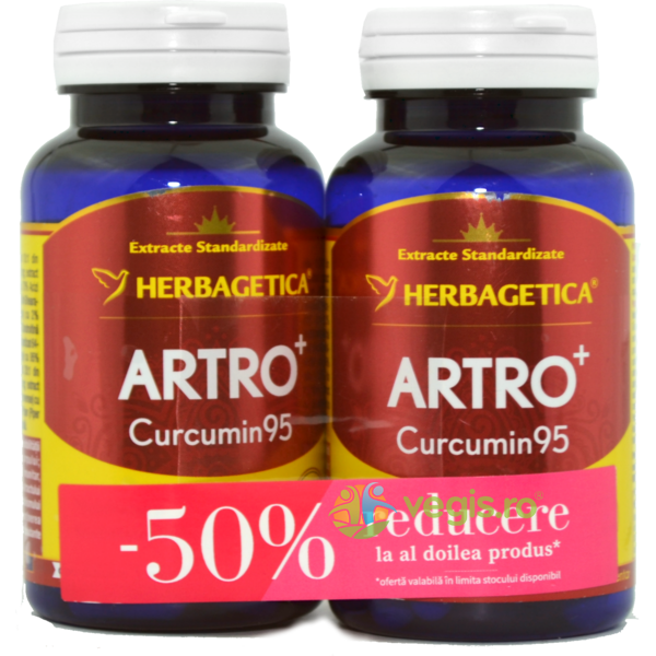 Pachet Artro Curcumin 95 60cps (50% reducere la al doilea produs), HERBAGETICA, Pachete Suplimente, 1, Vegis.ro