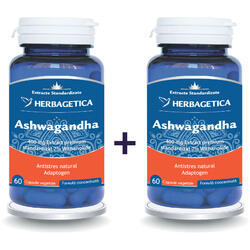 Pachet Ashwagandha 60cps+60cps (50% reducere la al doilea produs) HERBAGETICA